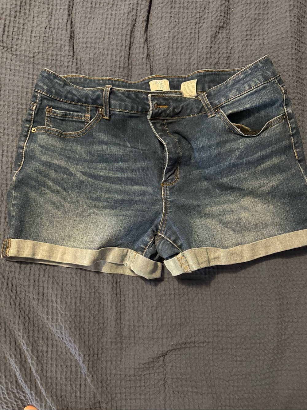Time and Tru Dark Wash Rolled Hem Jean Shorts